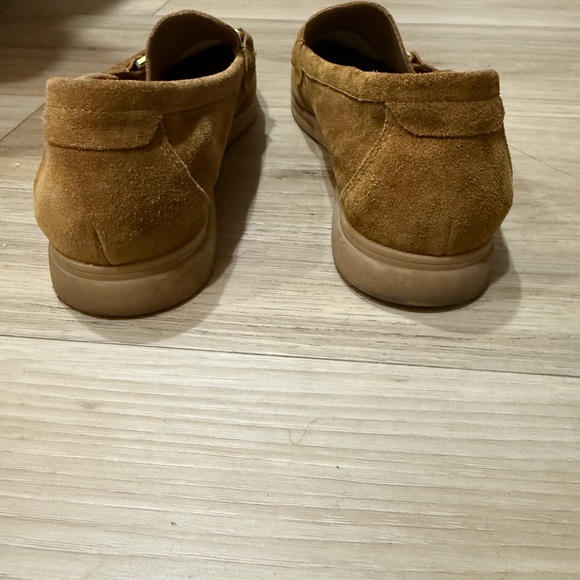 ZARA - Brown Suede Loafers with Gold Accent - SZ 9 - Picture 4 of 6